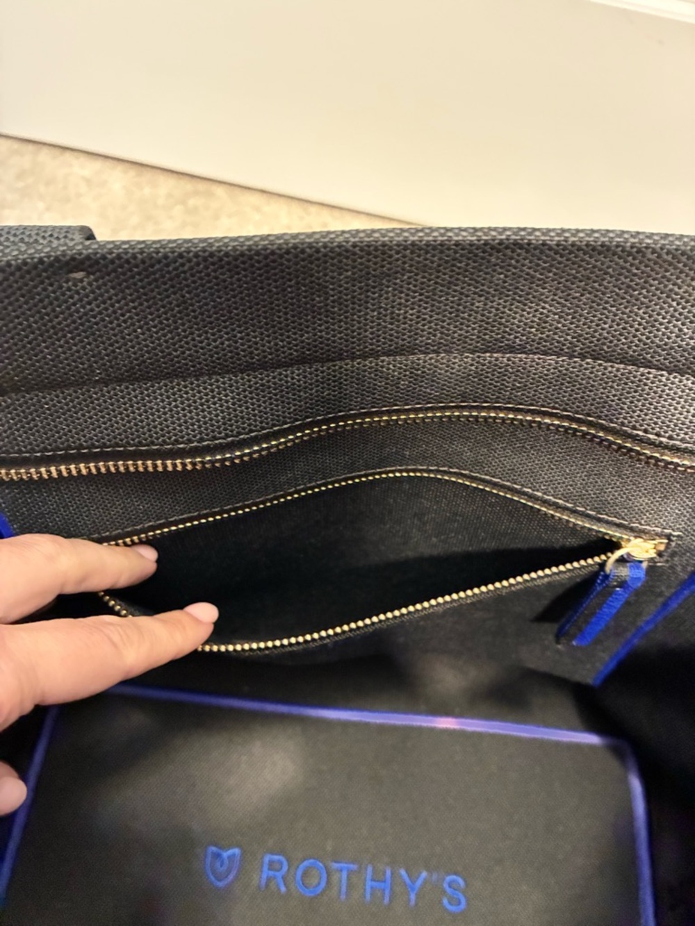 Rothy's Black Tote with Blue Trim - Picture 3 of 3
